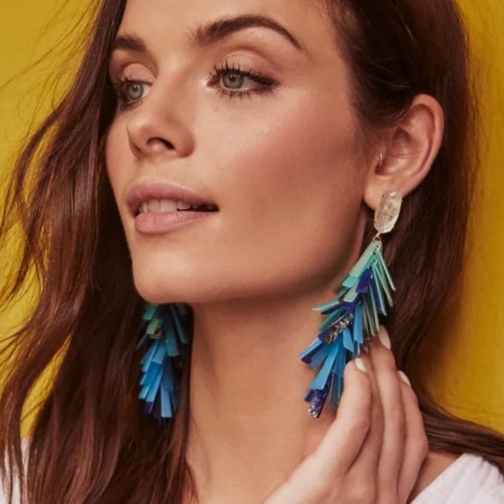 Kendra Scott Justyne Blue and Green abalone mix Earrings